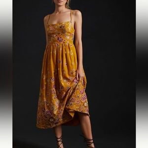 Anthropologie Embroidered Midi Dress